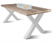 Bild für Neues Gerüstholz, Esstisch mit Tischkamin 