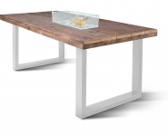 Bild für Recyceltes Gerüstholz, Esstisch mit Tischkamin 